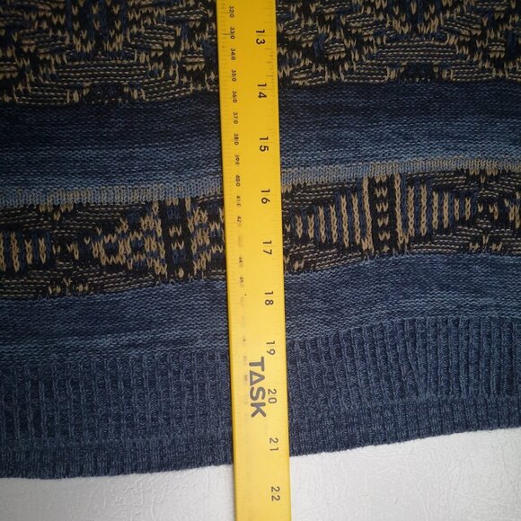 Chaps Denim Ladies Size Large Blue & Tan Linen Blend 3/4 Sleeves Sweater - Picture 9 of 9